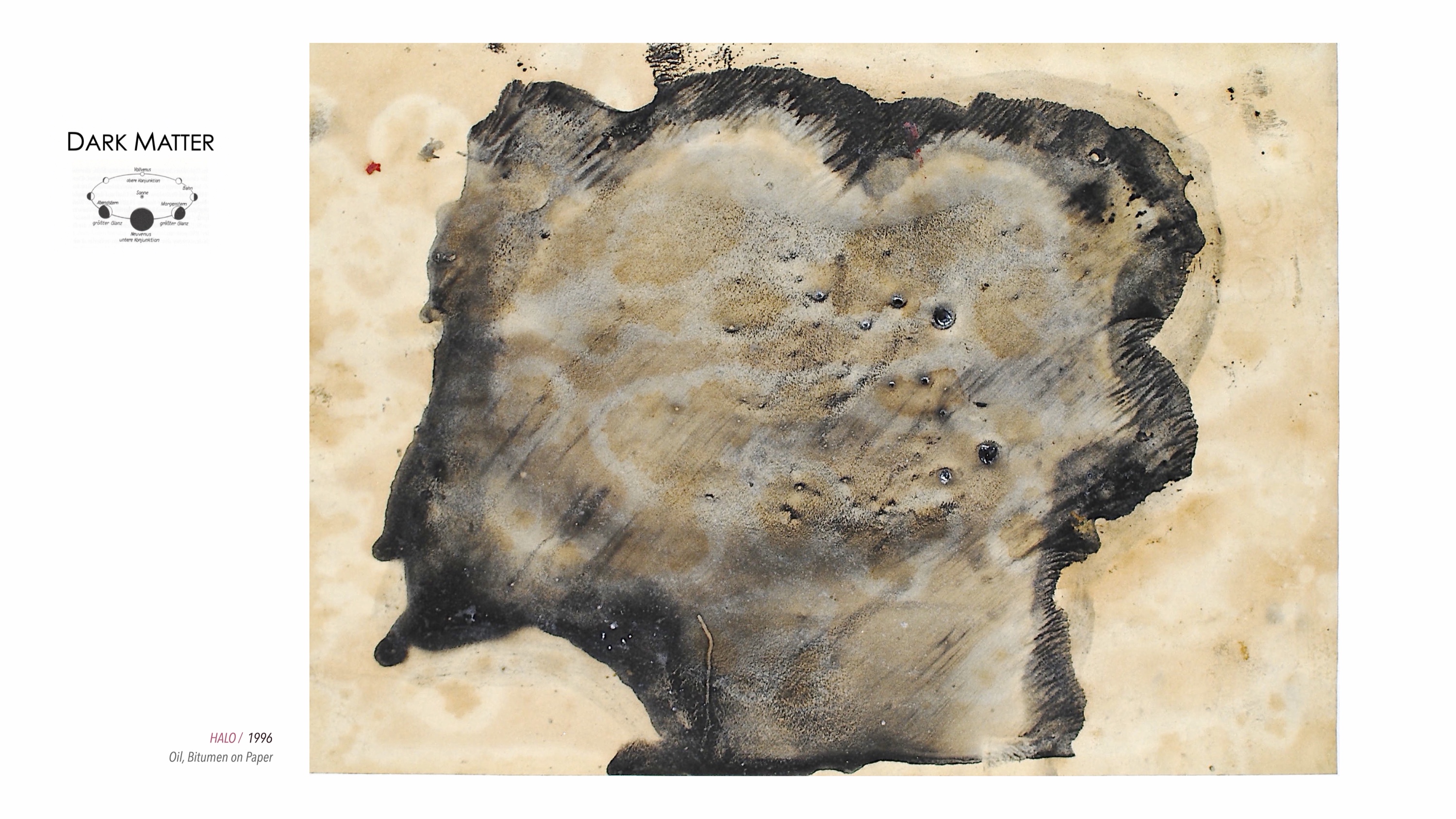 DARK MATTER, Slide 13 — Bild aus der Werkgruppe, Öl und Bitumen auf Papier, 1996, von Heiner H. Hoier